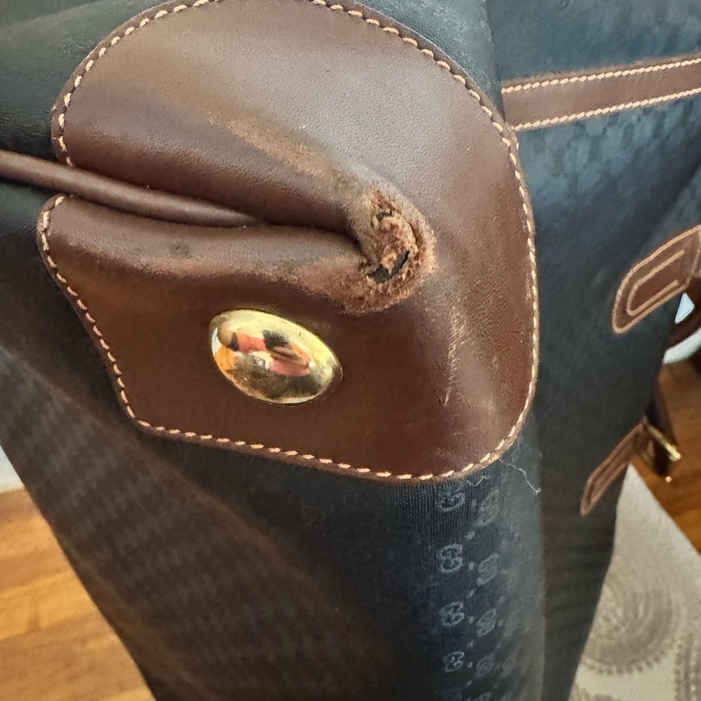 Gucci Black and Brown Vintage Travel Bag with micro GG logo pattern - Picture 9 of 9